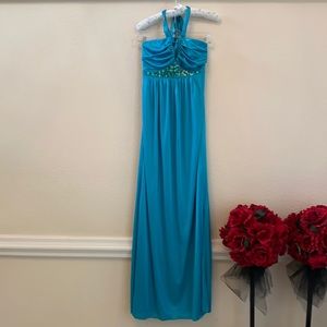 Teal sequin embellished prom maxi vacation dress
